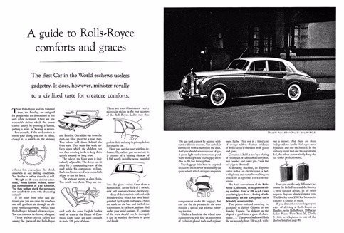 Одна из первых реклам автомобилей Rolls-Royce